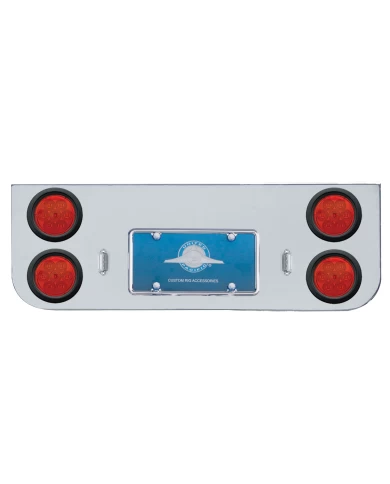 (BULK) CHROME REAR CENTER LIGHT PANEL W/ FOUR 7 RED LED 4" LIGHT W/ GROMMET - RED LENS (BULK) CHROME REAR CENTER LIGHT PANEL W/ FOUR 7 RED LED 4" LIGHT W/ GROMMET - RED LENS