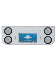 (BULK) CHROME REAR CENTER LIGHT PANEL W/ FOUR 7 RED LED 4" LIGHT W/ GROMMET - CLEAR LENS