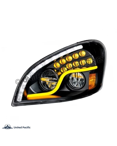 (COBX) BLACKOUT LED HEADLIGHT WITH LED DAYTIME RUNNING LIGHT & LED TURN SIGNAL FOR 2008-2017 FREIGHTLINER CASCADIA- DRIVER (COBX) BLACKOUT LED HEADLIGHT WITH LED DAYTIME RUNNING LIGHT & LED TURN SIGNAL FOR 2008-2017 FREIGHTLINER CASCADIA- DRIVER