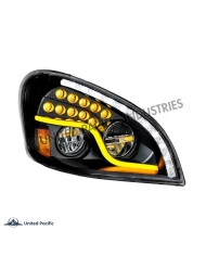 (COBX) BLACKOUT LED HEADLIGHT WITH LED DAYTIME RUNNING LIGHT & LED TURN SIGNAL FOR 2008-2017 FREIGHTLINER CASCADIA- PASSENGER
