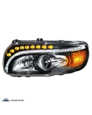 (CBOX) "BLACKOUT" PROJECTION HEADLIGHT WITH LED POSITION LIGHT & LED TURN SIGNAL FOR 2018+ PETERBILT 388/389 - DRIVER