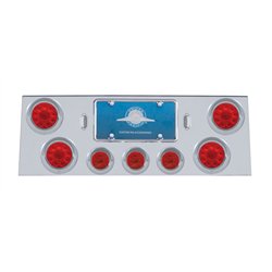 UP34500-SS Rear Center Panel With 4X 10 LED 4" Lights & 3X 13 LED 2.5" Lights & Visors -Red LED & Lens