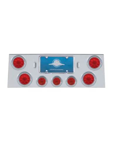 UP34500-SS Rear Center Panel With 4X 10 LED 4" Lights & 3X 13 LED 2.5" Lights & Visors -Red LED & Lens