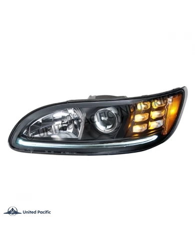 (CBOX) BLACKOUT PROJECTION HEADLIGHT WITH LED POSITION LIGHT & LED TURN SIGNAL FOR 2008+ PETERBILT 382/384/386/387 - DRIVER (CBOX) BLACKOUT PROJECTION HEADLIGHT WITH LED POSITION LIGHT & LED TURN SIGNAL FOR 2008+ PETERBILT 382/384/386/387 - DRIVER