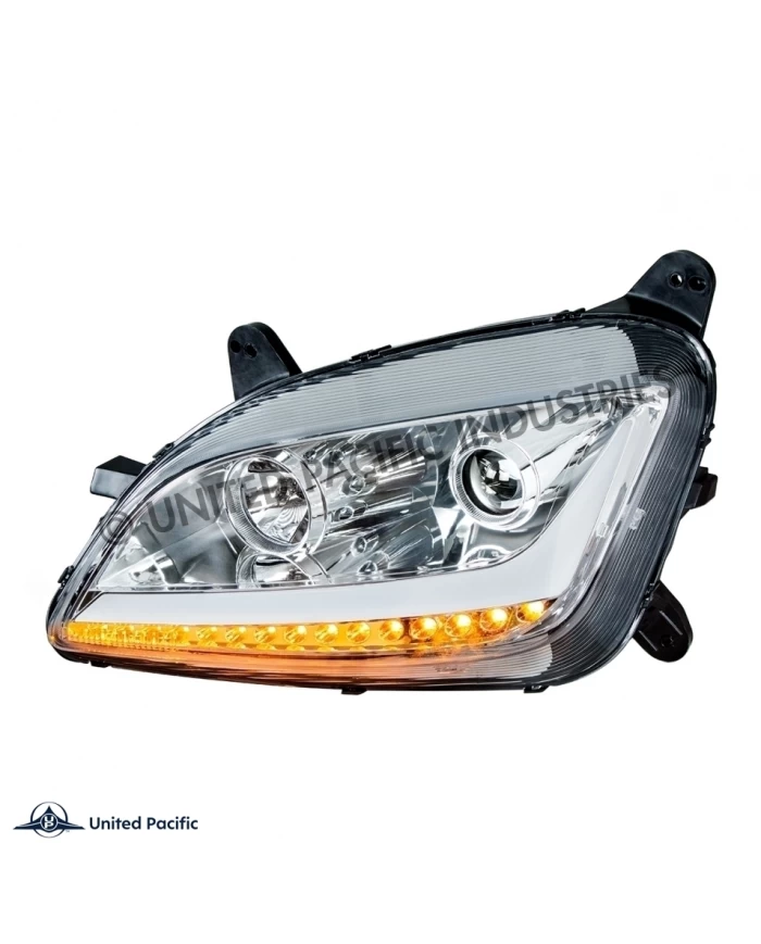 (CBOX) CHROME PROJECTION HEADLIGHT WITH LED POSITION LIGHT & LED TURN SIGNAL FOR 2011+ PETERBILT 579/587 - DRIVER (CBOX) CHROME PROJECTION HEADLIGHT WITH LED POSITION LIGHT & LED TURN SIGNAL FOR 2011+ PETERBILT 579/587 - DRIVER