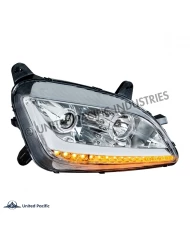 (CBOX) CHROME PROJECTION HEADLIGHT WITH LED POSITION LIGHT & LED TURN SIGNAL FOR 2011+ PETERBILT 579/587 - PASSENGER (CBOX) CHROME PROJECTION HEADLIGHT WITH LED POSITION LIGHT & LED TURN SIGNAL FOR 2011+ PETERBILT 579/587 - PASSENGER