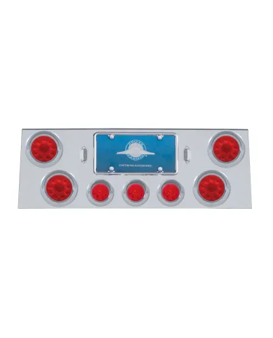 UP34501-SS Rear Center Panel With 4X 10 LED 4" Light & 3X 13 LED 2.5" Beehive Light+Visor-Red LED & Lens