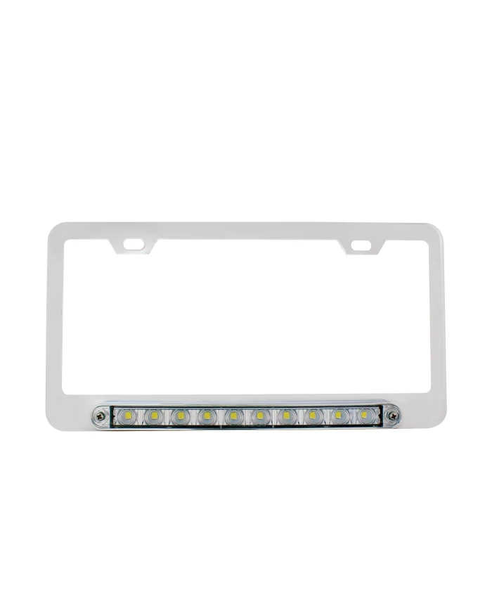 (CARD) CHROME DELUXE 10 WHITE LED LICENSE PLATE FRAME (CARD) CHROME DELUXE 10 WHITE LED LICENSE PLATE FRAME