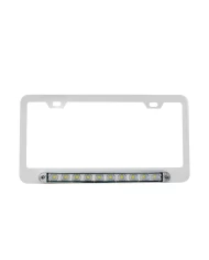(CARD) CHROME DELUXE 10 WHITE LED LICENSE PLATE FRAME (CARD) CHROME DELUXE 10 WHITE LED LICENSE PLATE FRAME