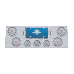 UP34502-SS Rear Center Panel With 4X 10 LED 4" Lights & 3X 13 LED 2.5" Lights & Visors -Red LED/Clear Lens
