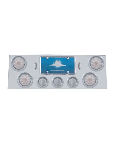 UP34502-SS Rear Center Panel With 4X 10 LED 4" Lights & 3X 13 LED 2.5" Lights & Visors -Red LED/Clear Lens