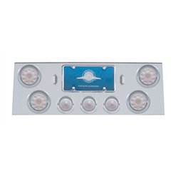 UP34503-SS Rear Center Panel With 4X 10 LED 4" Light & 3X 13 LED 2.5" Beehive Light+Visor-Red LED/Clear Lens
