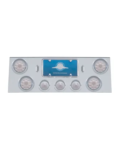 UP34503-SS Rear Center Panel With 4X 10 LED 4" Light & 3X 13 LED 2.5" Beehive Light+Visor-Red LED/Clear Lens