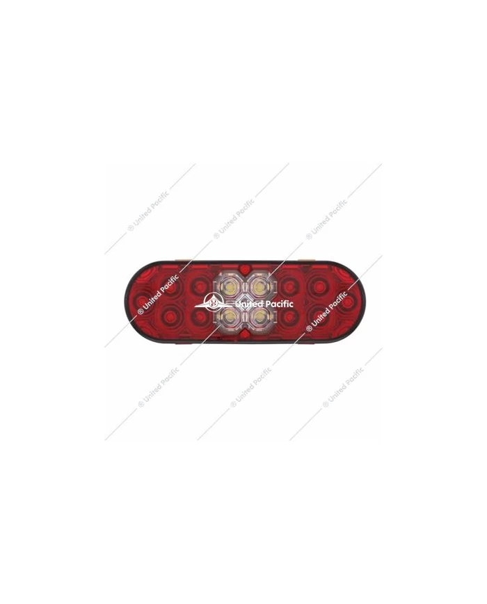 UP36609-6" Oval Combo Light w/ 14 LED Stop, Turn & Tail & 16 LED Back-Up -Red LED/Red Lens