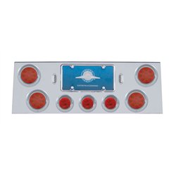 UP34504-SS Rear Center Panel With 4X 12 LED 4" Reflector Light & 3X 13 LED 2.5" Light & Visor -Red LED & Lens