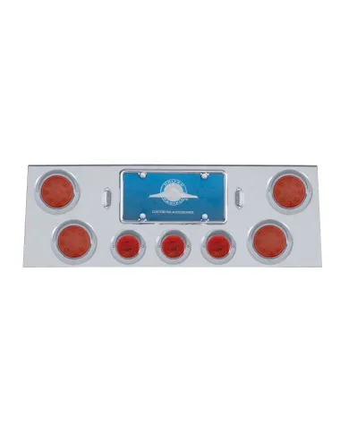 UP34504-SS Rear Center Panel With 4X 12 LED 4" Reflector Light & 3X 13 LED 2.5" Light & Visor -Red LED & Lens