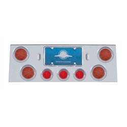 UP34505-SS Rear Center Panel +4X LED 4" Refl. Light & 3X LED 2.5" Beehive Light & Visor-Red LED & Lens