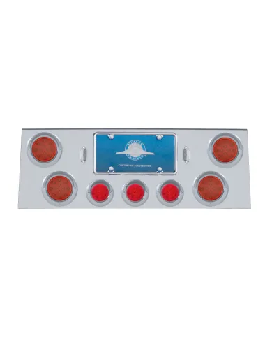 UP34505-SS Rear Center Panel +4X LED 4" Refl. Light & 3X LED 2.5" Beehive Light & Visor-Red LED & Lens