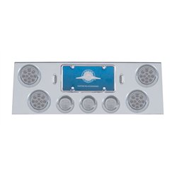 UP34506-SS Rear Center Panel With 4X 12 LED 4" Reflector Light & 3X 13 LED 2.5" Light & Visor -Red LED/Clear Lens
