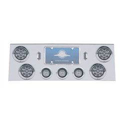 UP34507-SS Rear Center Panel +4X LED 4" Refl. Light & 3X LED 2.5" Beehive Light & Visor-Red LED/Clear Lens