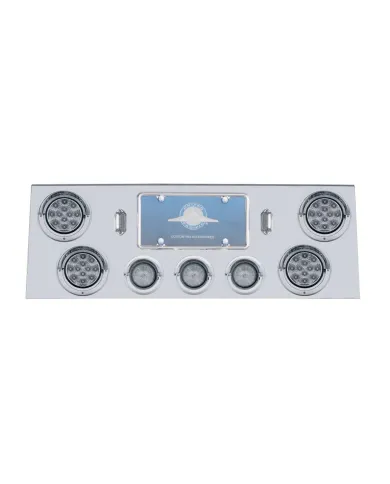UP34507-SS Rear Center Panel +4X LED 4" Refl. Light & 3X LED 2.5" Beehive Light & Visor-Red LED/Clear Lens