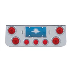 UP34509-CR Rear Center Panel With 4X 10 LED 4" Lights & 3X 13 LED 2.5" Beehive Lights & Visors-Red LED & Lens