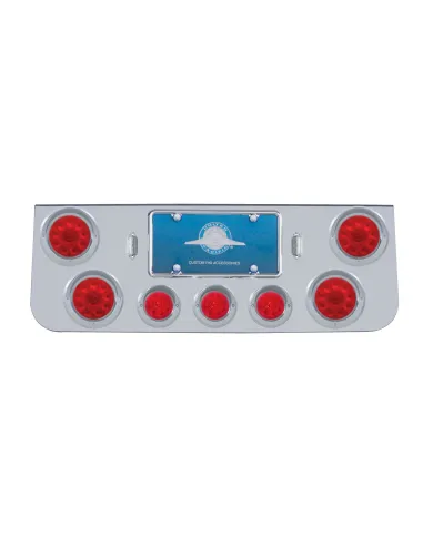 UP34509-CR Rear Center Panel With 4X 10 LED 4" Lights & 3X 13 LED 2.5" Beehive Lights & Visors-Red LED & Lens