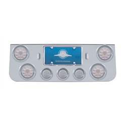 UP34510-CR Rear Center Panel With 4X 10 LED 4" Lights & 3X 13 LED 2.5" Lights & Visors -Red LED/Clear Lens