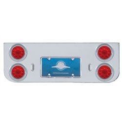 UP34520-Chrome Rear Center Panel With Four 10 LED 4" Lights & Visors - Red LED/Red Lens