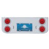 UP34520-Chrome Rear Center Panel With Four 10 LED 4" Lights & Visors - Red LED/Red Lens
