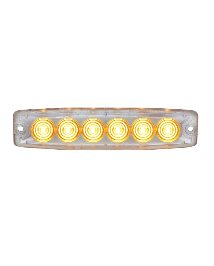 (BULK) 6 HIGH POWER LED SUPER THIN WARNING LIGHT - AMBER LED/CLEAR LANS