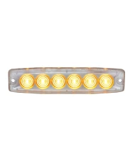 (BULK) 6 HIGH POWER LED SUPER THIN WARNING LIGHT - AMBER LED/CLEAR LANS