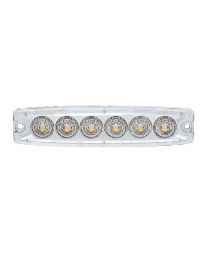(BULK) 6 HIGH POWER LED SUPER THIN WARNING LIGHT - AMBER LED/CLEAR LANS