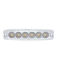 (BULK) 6 HIGH POWER LED SUPER THIN WARNING LIGHT - AMBER LED/CLEAR LANS
