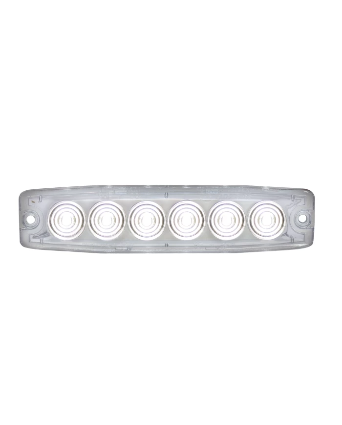 (BULK) 6 HIGH POWER LED SUPER THIN WARNING LIGHT - WHITE LED/CLEAR LANS