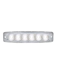 (BULK) 6 HIGH POWER LED SUPER THIN WARNING LIGHT - WHITE LED/CLEAR LANS