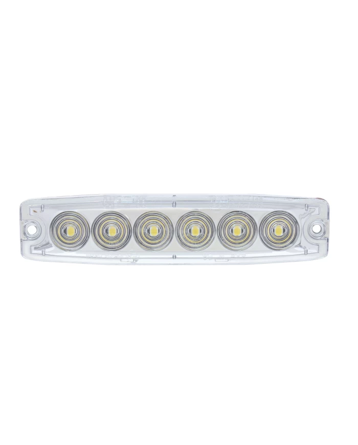 (BULK) 6 HIGH POWER LED SUPER THIN WARNING LIGHT - WHITE LED/CLEAR LANS