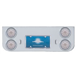 UP34521-Chrome Rear Center Panel With Four 10 LED 4" Lights & Visors - Red LED/Clear Lens