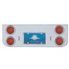 UP34522-Chrome Rear Center Panel With Four 12 LED 4" Reflector Lights & Visors - Red LED/Red Lens