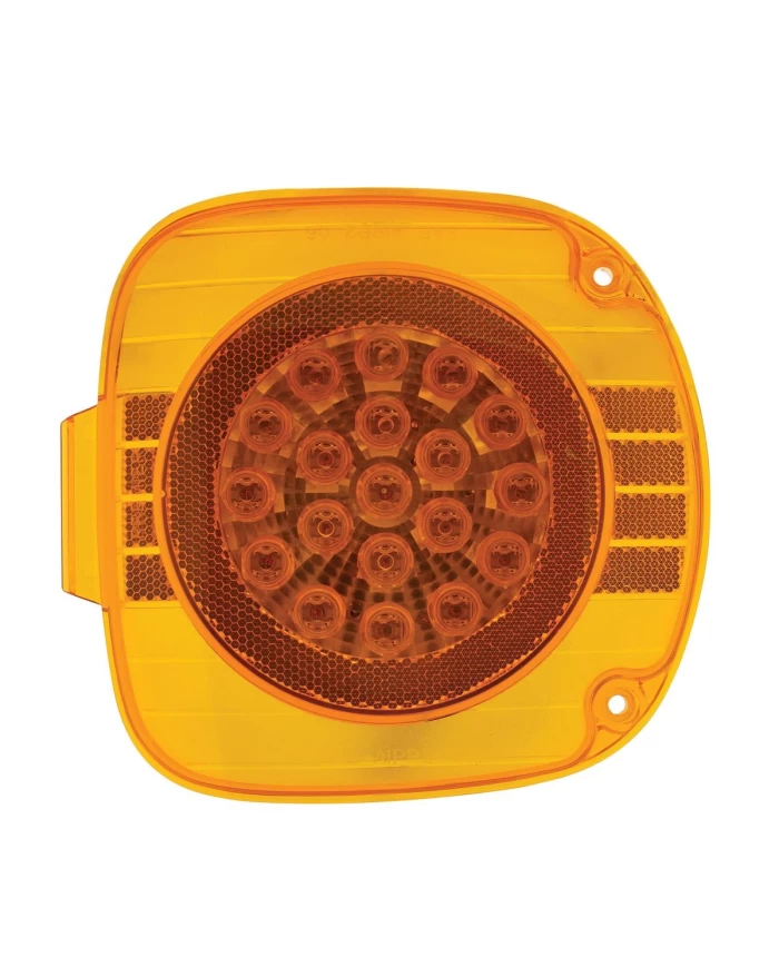 (CARD) 22 AMBER LED FREIGHTLINER FRONT TURN SIGNAL LIGHT WITH REFLECTOR - AMBER LENS