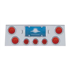 UP34562-SS Rear Center Panel With 4X 7 LED 4" Reflector Light & 3X 13 LED 2.5" Light & Visor -Red LED & Lens