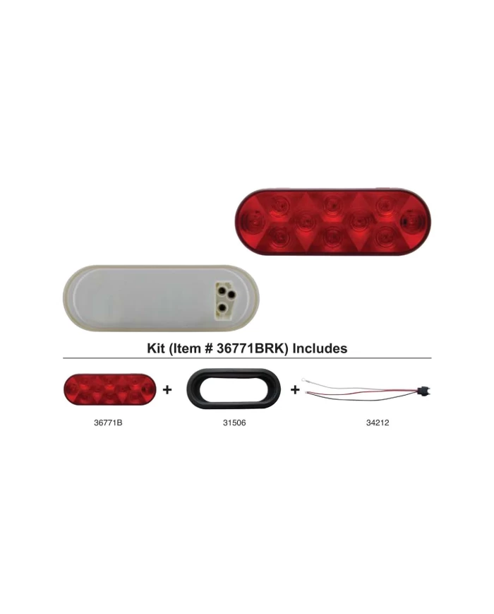 (BULK) 10 LED OVAL STOP, TURN & TAIL LIGHT, RED KIT, BULK