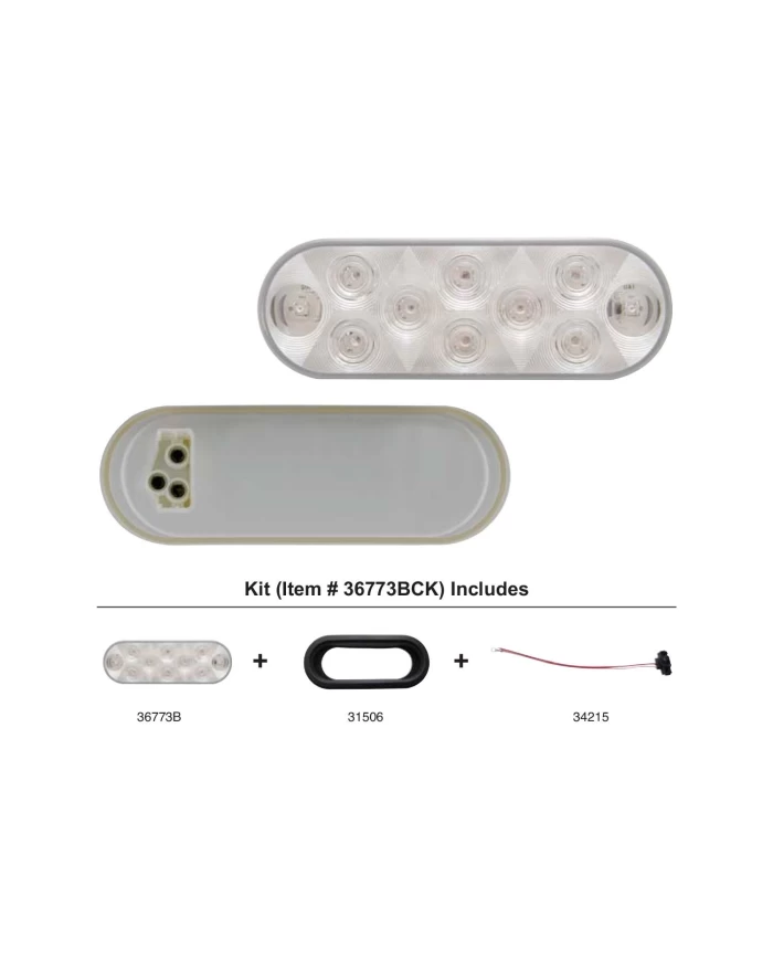 (BULK) 10 WHITE LED OVAL UTILITY LIGHT, CLEAR KIT, BULK