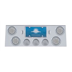 UP34563-SS Rear Center Panel With 4X 7 LED 4" Reflector Light & 3X 13 LED 2.5" Light & Visor -Red LED/Clear Lens