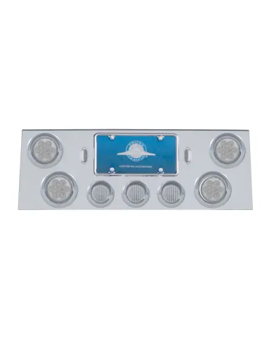 UP34563-SS Rear Center Panel With 4X 7 LED 4" Reflector Light & 3X 13 LED 2.5" Light & Visor -Red LED/Clear Lens