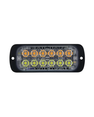 (BOX) 12 HIGH POWER LED SUPER THIN WARNING LIGHT - 6 AMBER / 6 WHITE (BOX) 12 HIGH POWER LED SUPER THIN WARNING LIGHT - 6 AMBER / 6 WHITE