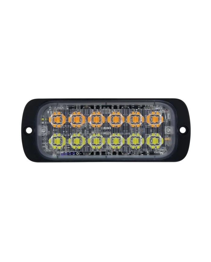 (BOX) 12 HIGH POWER LED SUPER THIN WARNING LIGHT - 6 AMBER / 6 WHITE