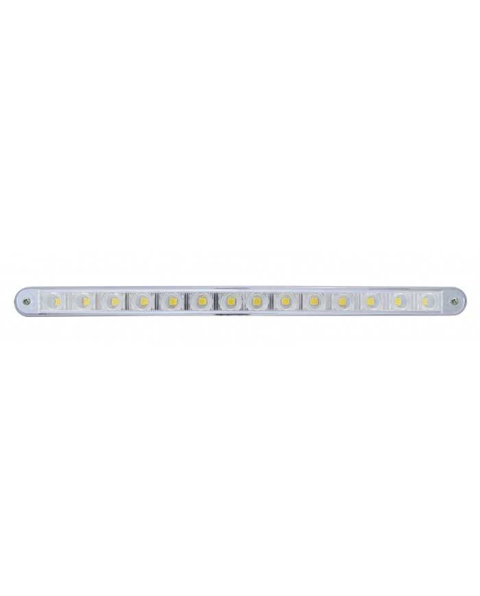 (CARD) 14 WHITE LED 12” AUXILIARY WARNING LIGHT WITH CHROME BEZEL