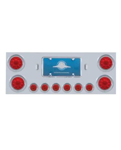 UP34564-SS Rear Center Panel With 4X 10 LED 4" Lights & 6X 9 LED 2" Lights & Visors -Red LED & Lens