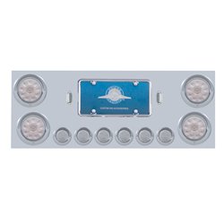 UP34565-SS Rear Center Panel With 4X 10 LED 4" Lights & 6X 9 LED 2" Lights & Visors -Red LED/Clear Lens